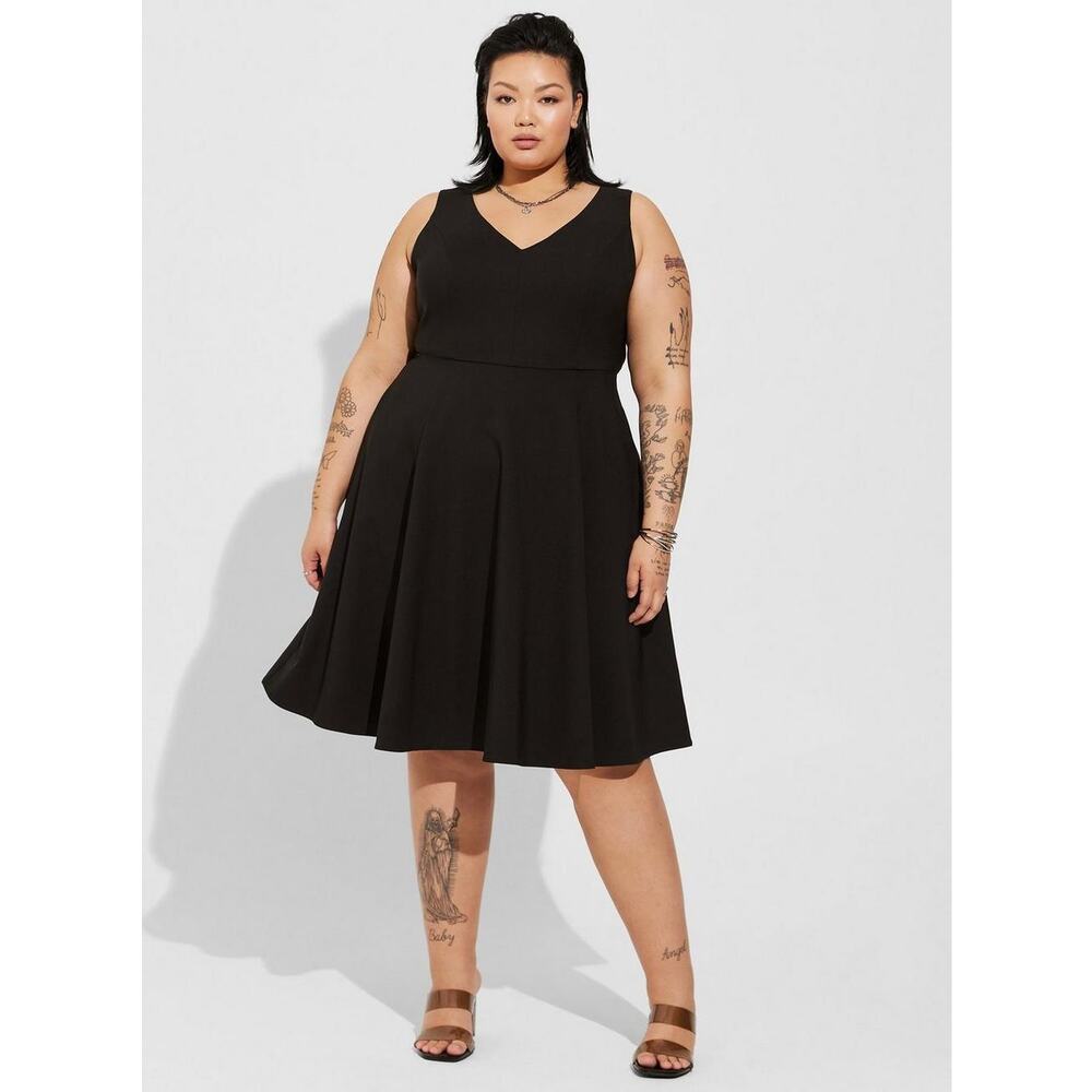 Torrid Women’s Size 22 Black At‑The‑Knee Studio Refined Crepe Skater Dress